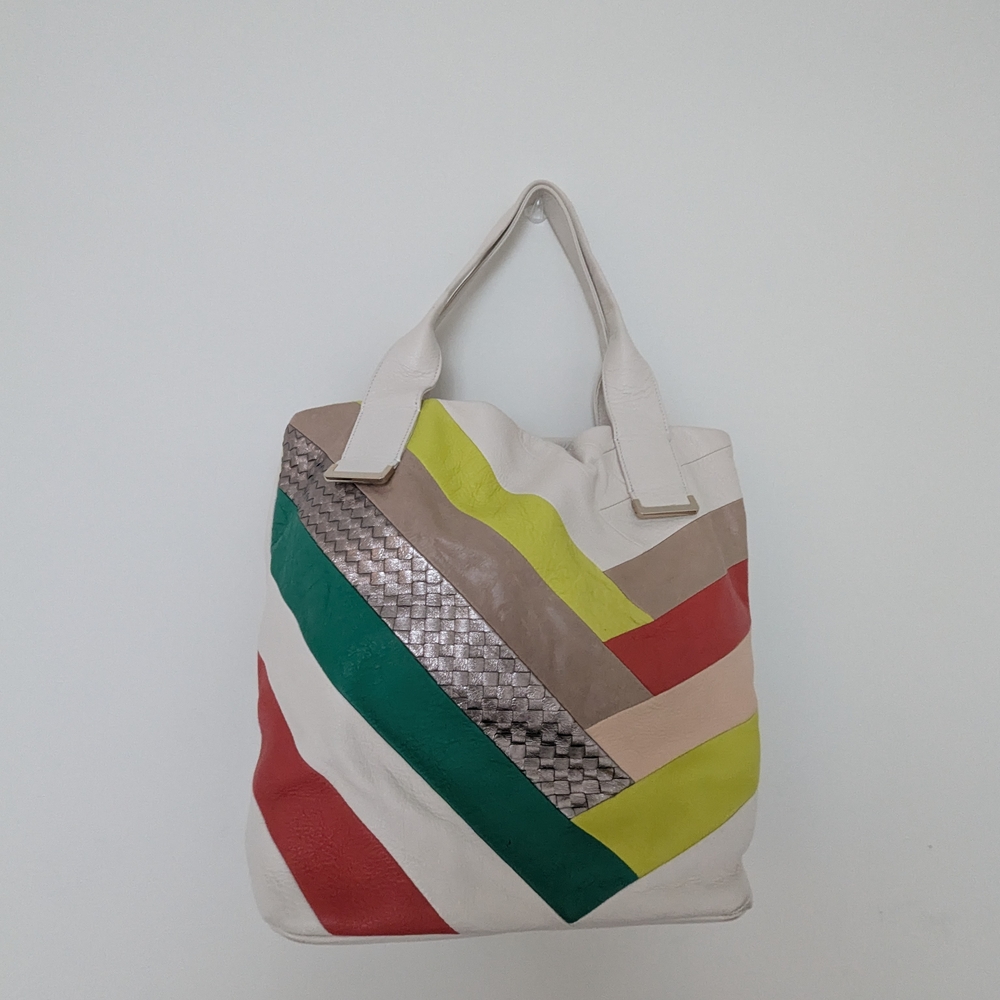 Elliott Lucca Cream and Red Modern Tote Bag